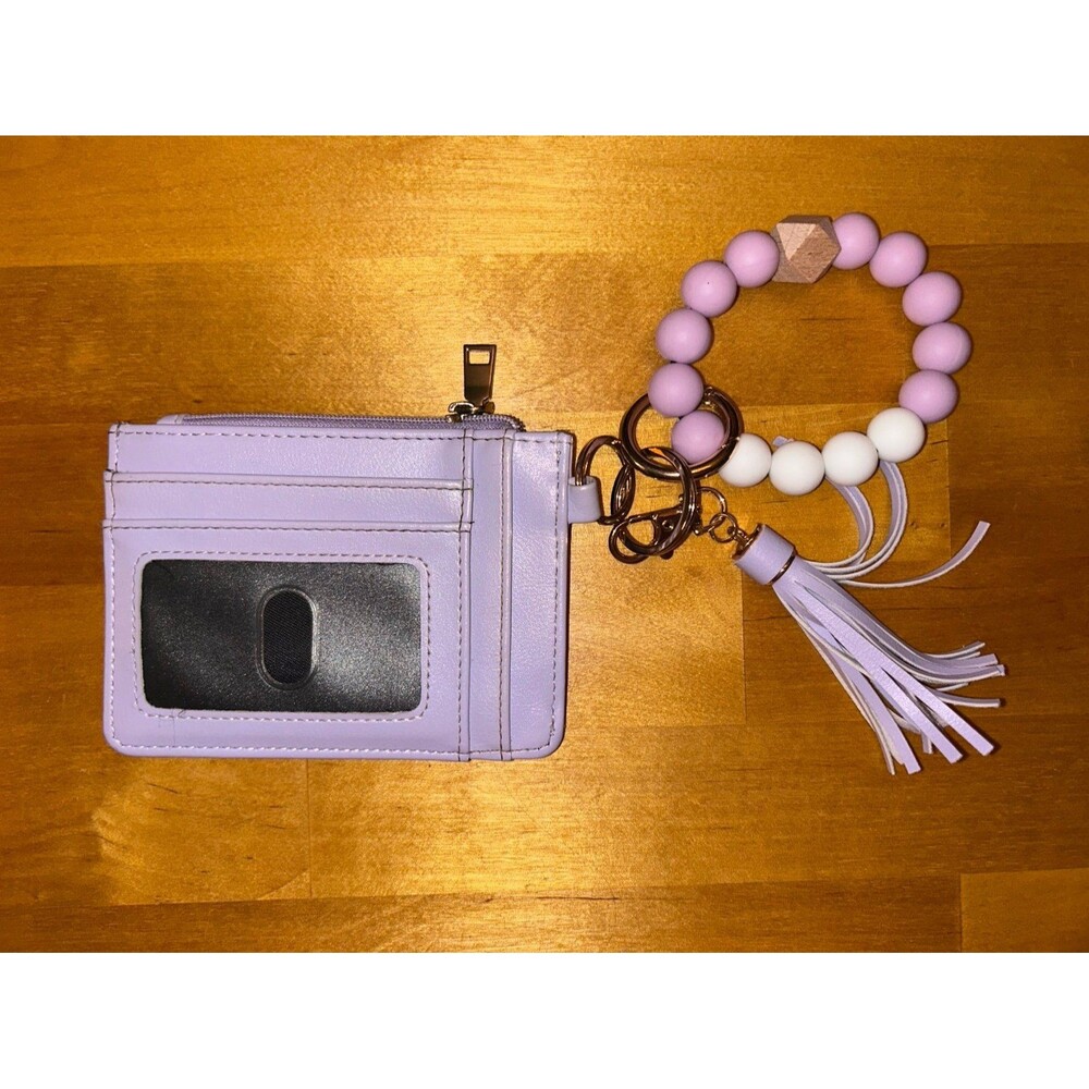 Light Purple Wallet Wristlet ID Holder Key Chain